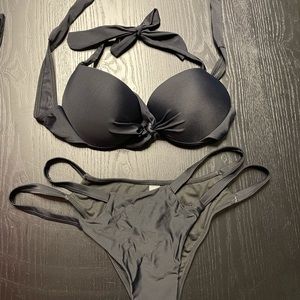 Black tie front bikini